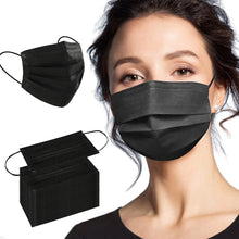 Load image into Gallery viewer, 3-Ply Black Disposable Face Masks
