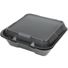 Load image into Gallery viewer, 9&quot; X 9&quot; 1-Compartment Foam Hinged Container BLACK
