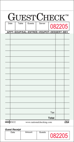 GC3632-1 - 1-Part Guest Check