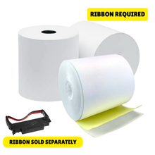 Load image into Gallery viewer, 2 PLY 3" X 95' Bond Paper White &amp; Yellow 50/Case
