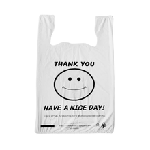 Load image into Gallery viewer, Large T-Shirt Bag "Thank You Have A Nice Day!" Happy Face Bag 11.5"x6.5"x21"
