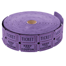 Load image into Gallery viewer, Purple 2-Part Raffle Tickets, 2000/Roll
