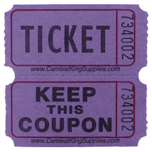 Load image into Gallery viewer, Purple 2-Part Raffle Tickets, 2000/Roll
