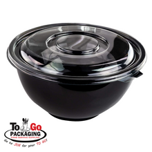 Load image into Gallery viewer, 160oz XL Round Black Bowl &amp; Clear Lid Combo, 50/CS
