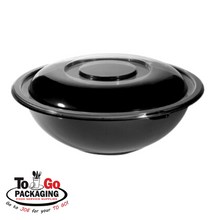 Load image into Gallery viewer, 80oz XL Round Black Bowl &amp; Clear Lid Combo, 50CT
