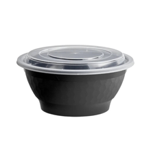 Load image into Gallery viewer, 36oz Round Black Bowl with Lid Combo, Microwaveable 150cs
