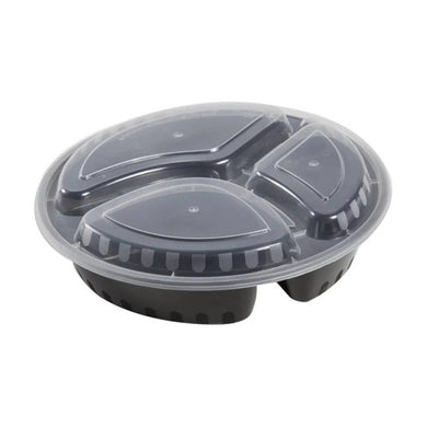 16 oz. 6 Round Black Container with Lid