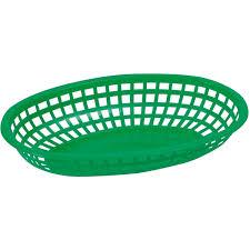 GREEN FAST FOOD BASKET OVAL 12 CT