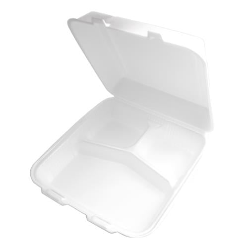 SMALL 3-Compartment Foam Hinged Container 200/Case – To Go Packaging